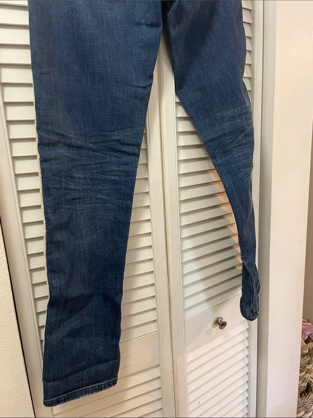Pilcro Dark Blue Skinny Jeans with Pink Side Trim